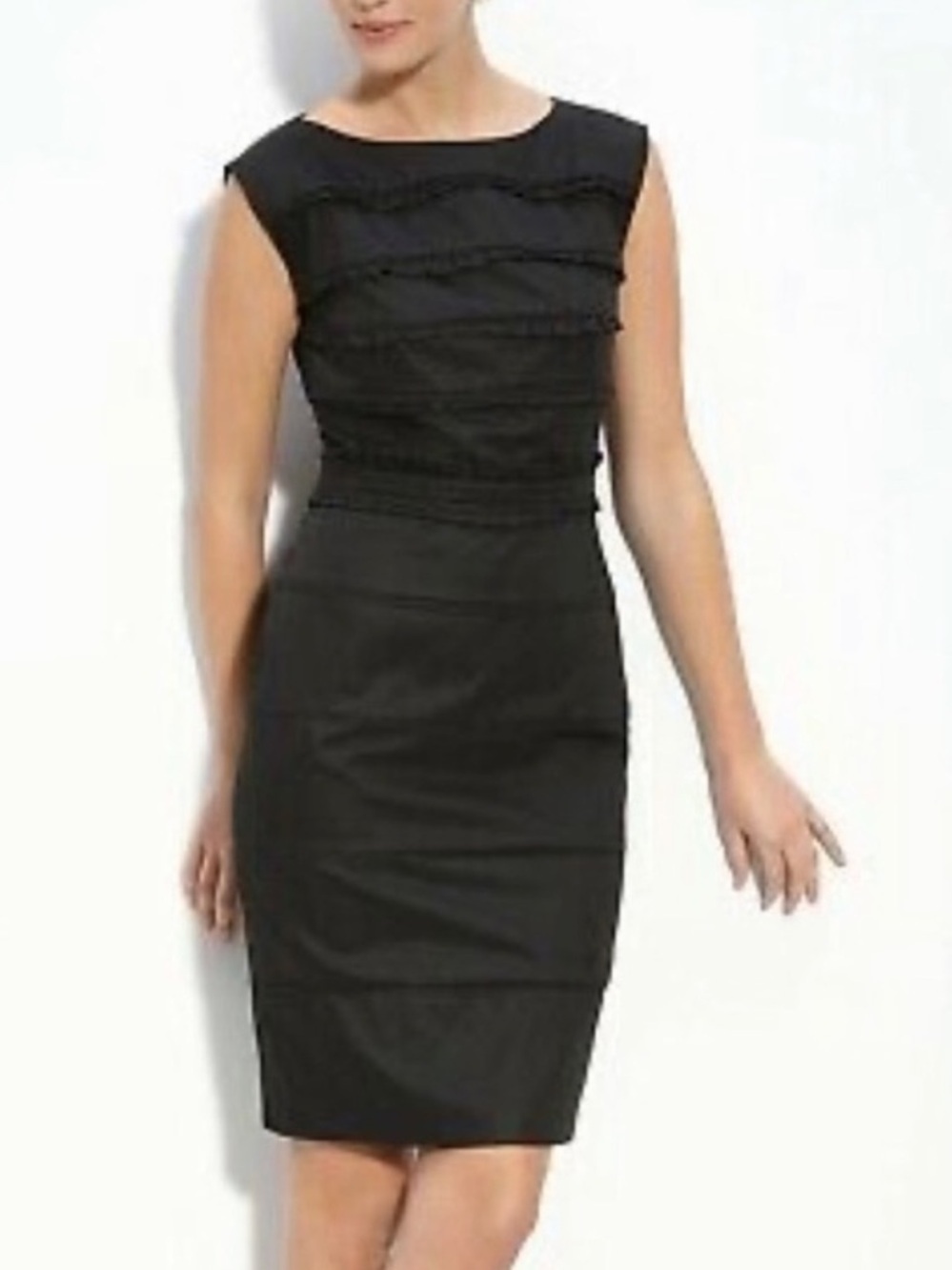 Hugo Boss Dress ruffle cap sleeve sleeveless black